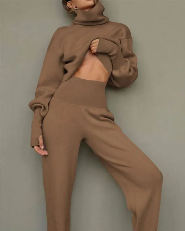 Ladies casual waist high collar suit