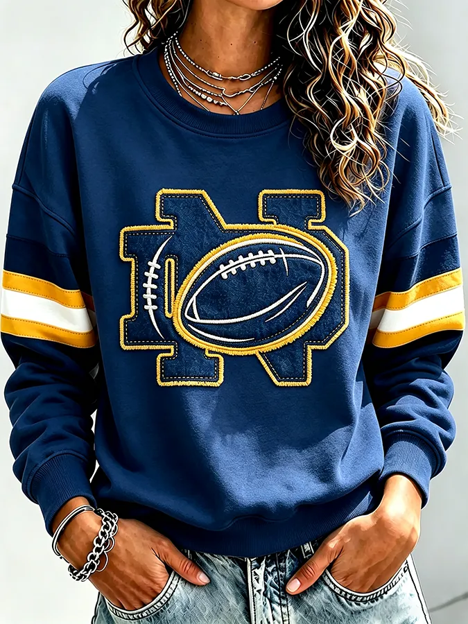 Women'S Retro Rugby Round Neck Sports Shirt