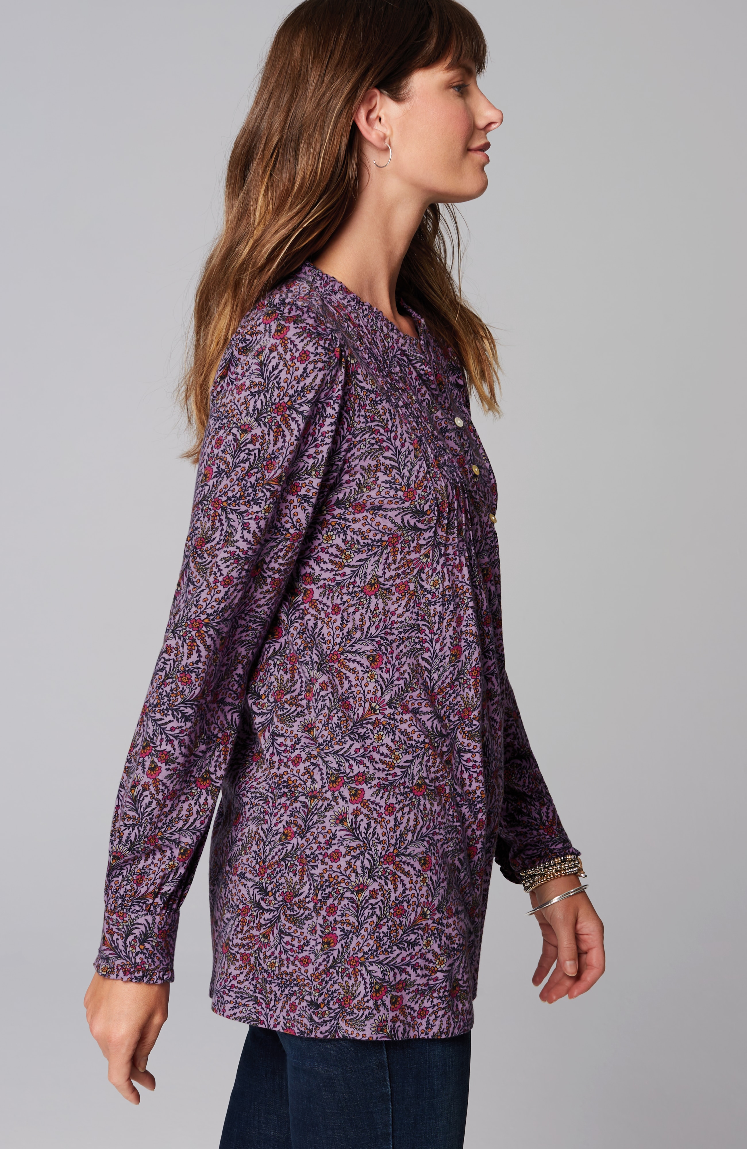 Ruffle-Trim Pintucked Tunic