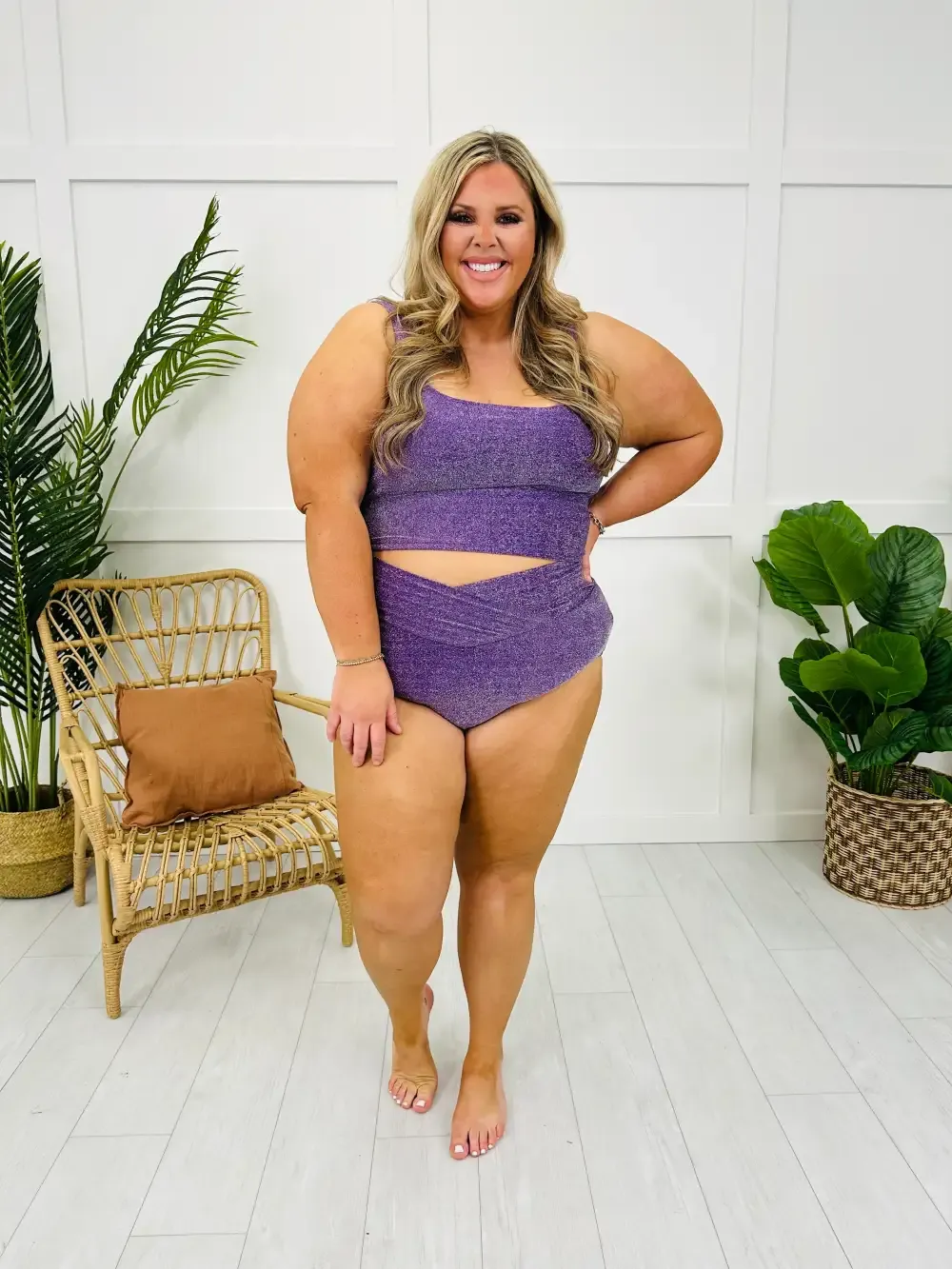 The Olivia Swim Top in Purple Shimmer