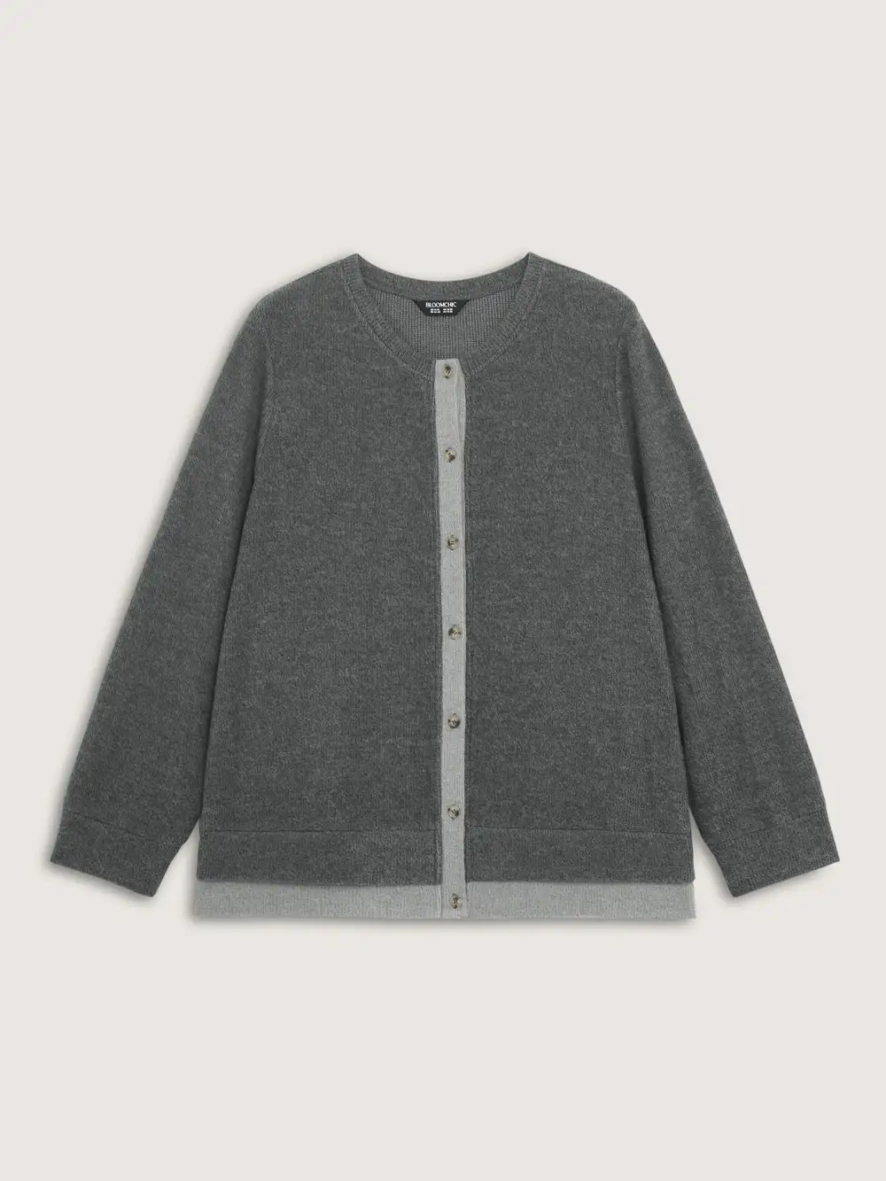 Ribbed Button Color Contrast Knit Top