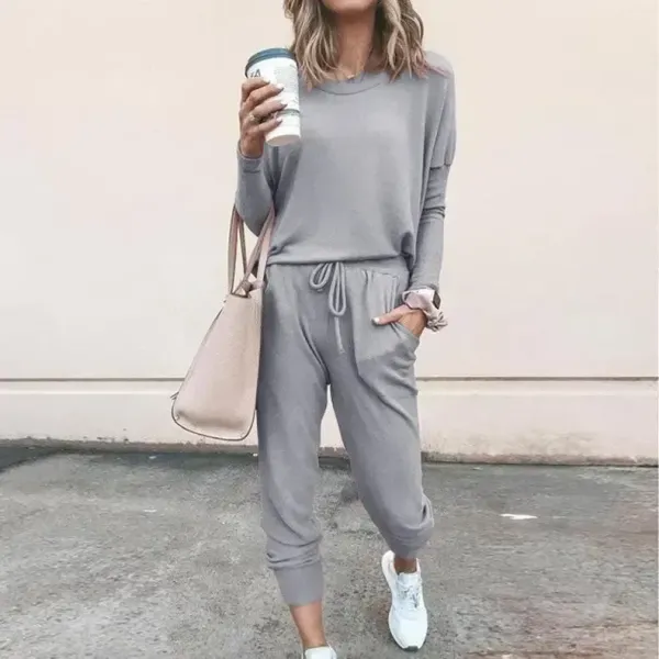 Plain Drawstring Casual Two-piece Outfits