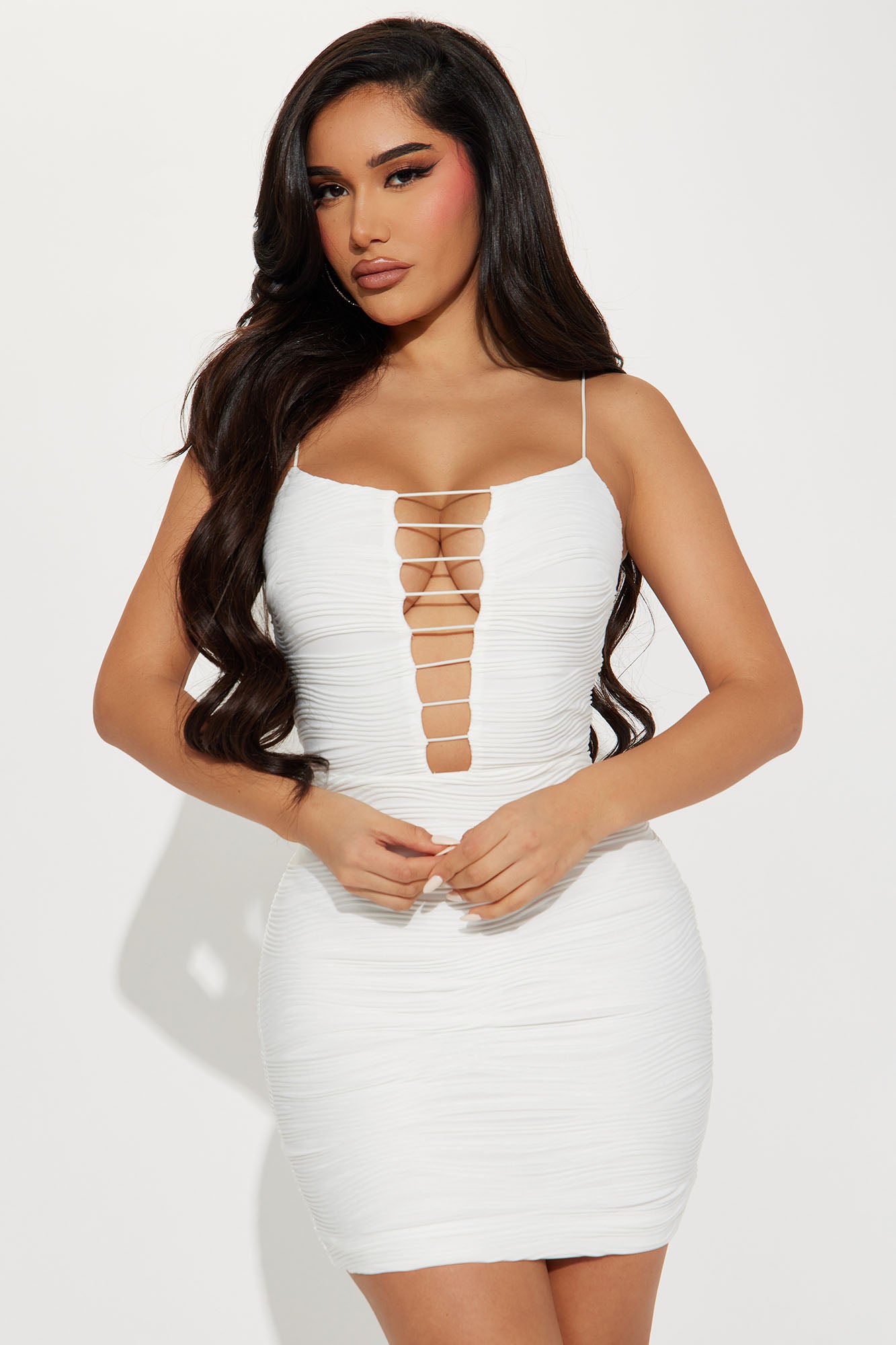 Ria Textured Mini Dress - Ivory