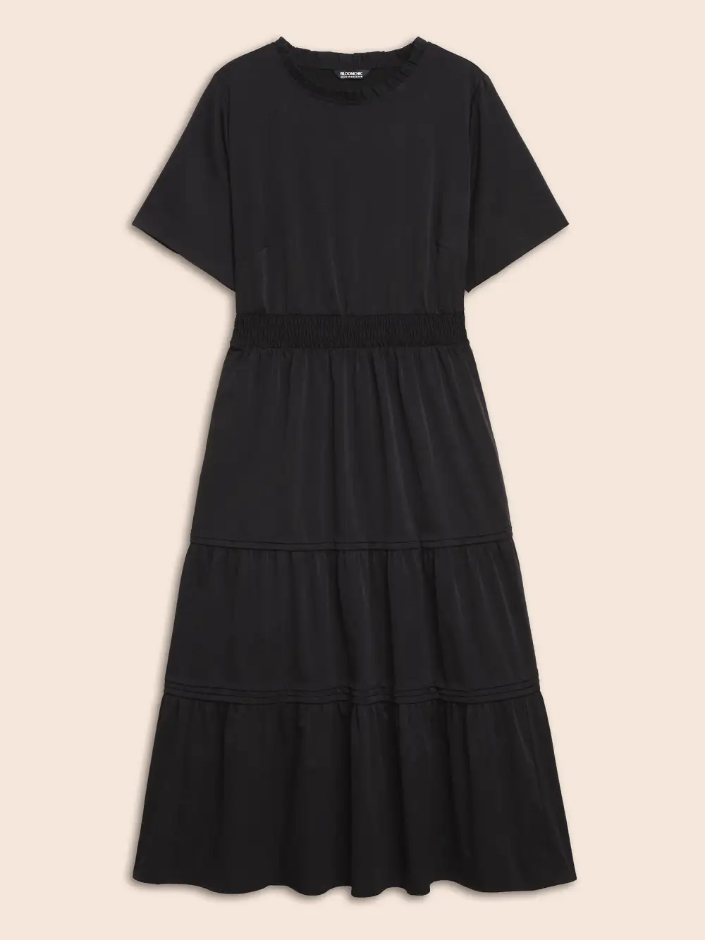 Plain Frill Trim Ruffle Layered Hem Dress