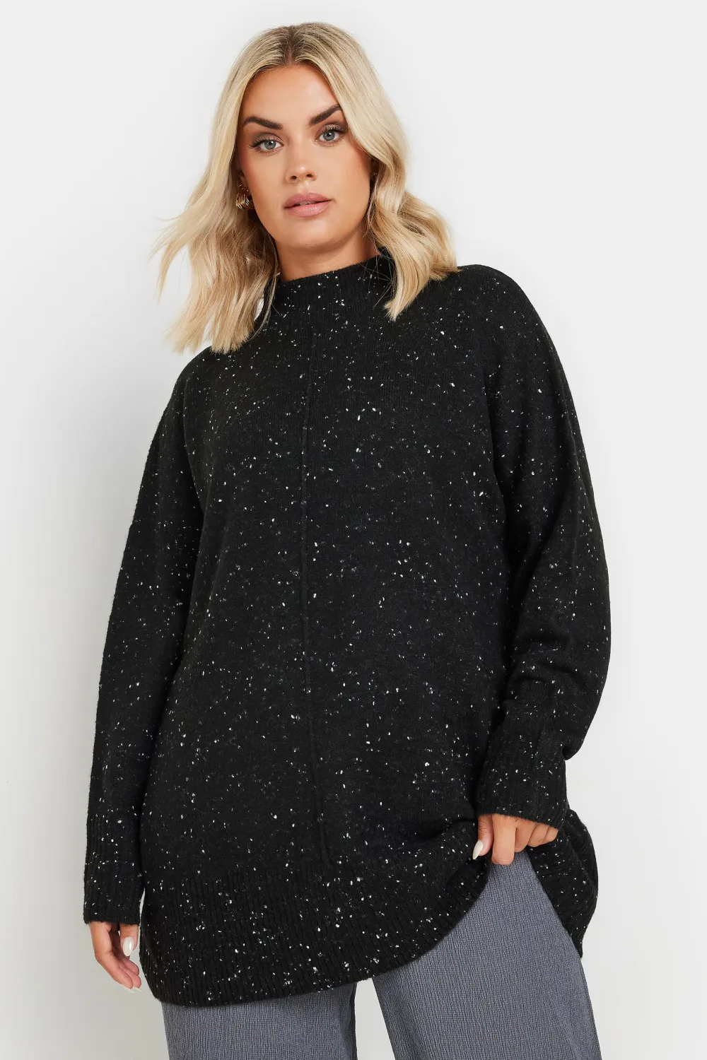 YOURS Curve Green High Neck Seam Detail Jumper