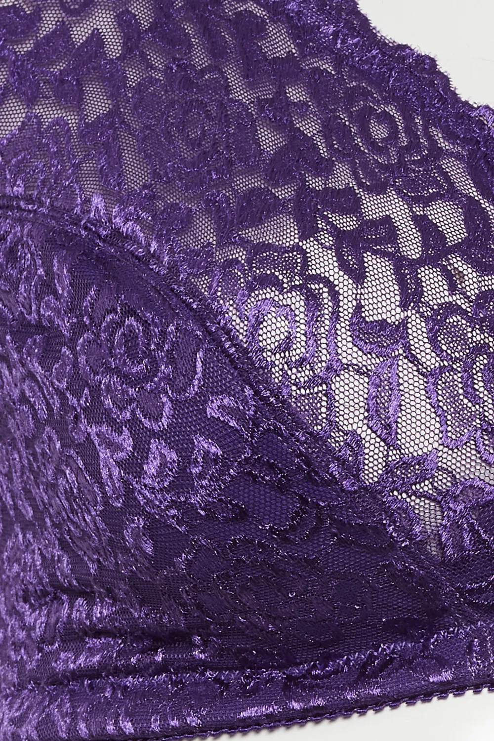 YOURS Dark Purple Hi Shine Lace Non-Padded Non-Wired Full Cup Bra