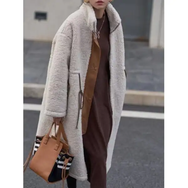 AOVICA-nude Woolen Coats plus size winter coat high neck drawstring jackets(Limited Stock)