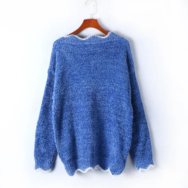 Wave Edge V-Neck Casual Sweater