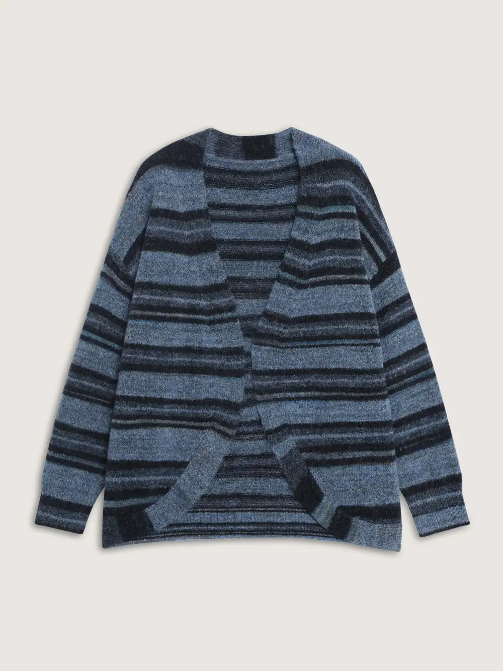 Wool Blend Curvy Hem Knit Cardigan