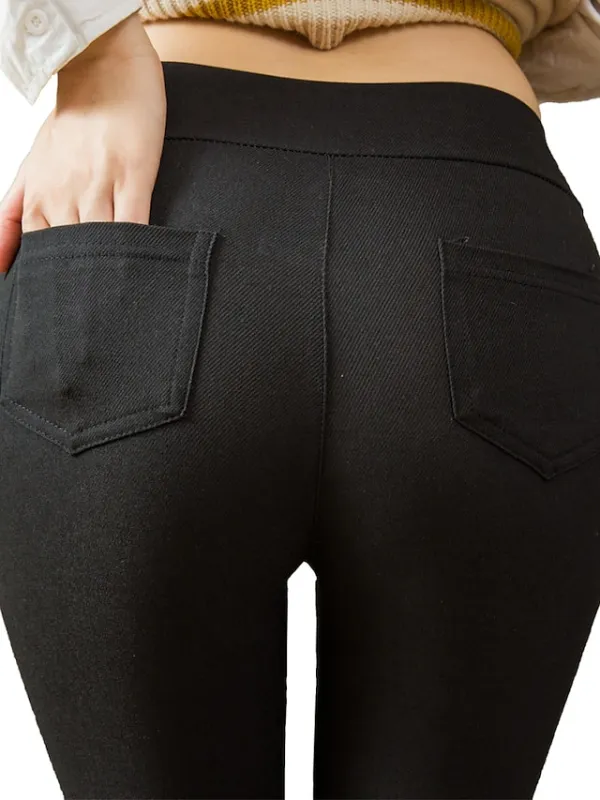 Women's Skinny Slacks Pants Trousers Leggings Wine Navy Blue Grey High Waist Classic Style Casual / Sporty Daily Work Stretchy Full Length Comfort Solid Colored S M L XL XXL