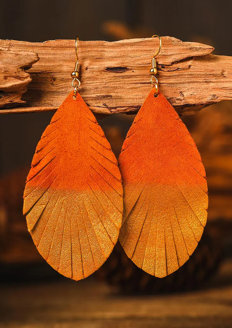 Color Block Leaf Hook Earrings