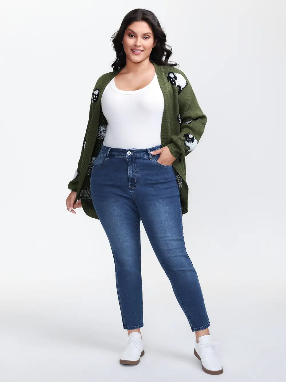 Stretchy Mid-Rise Straight-Leg Jeans