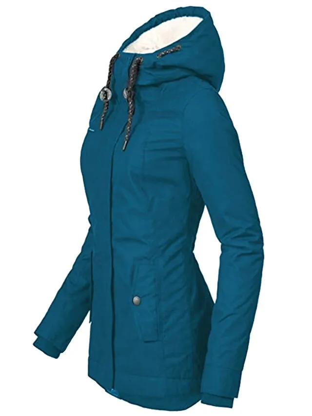 Women's Parka Street Fall Winter Puffer Jacket Long Coat Windproof Warm 3 in 1 Loose Casual Sports Jacket Long Sleeve Solid Color Zipper Purple Blushing Pink Waterpoof Daily Wear Down Parkas  Lined