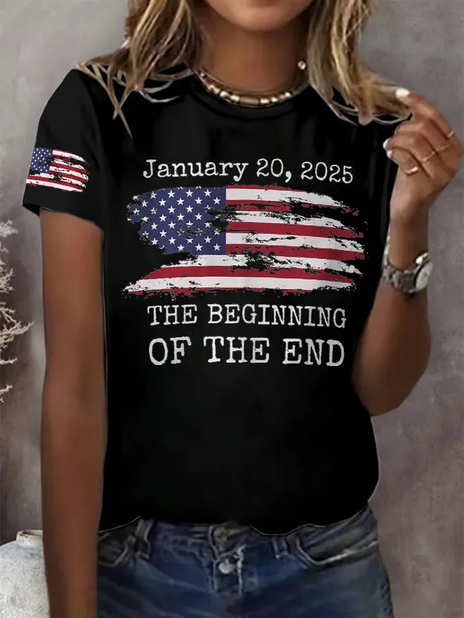 Retro January 20, 2025 The Beginning Of The End Print T-Shirt