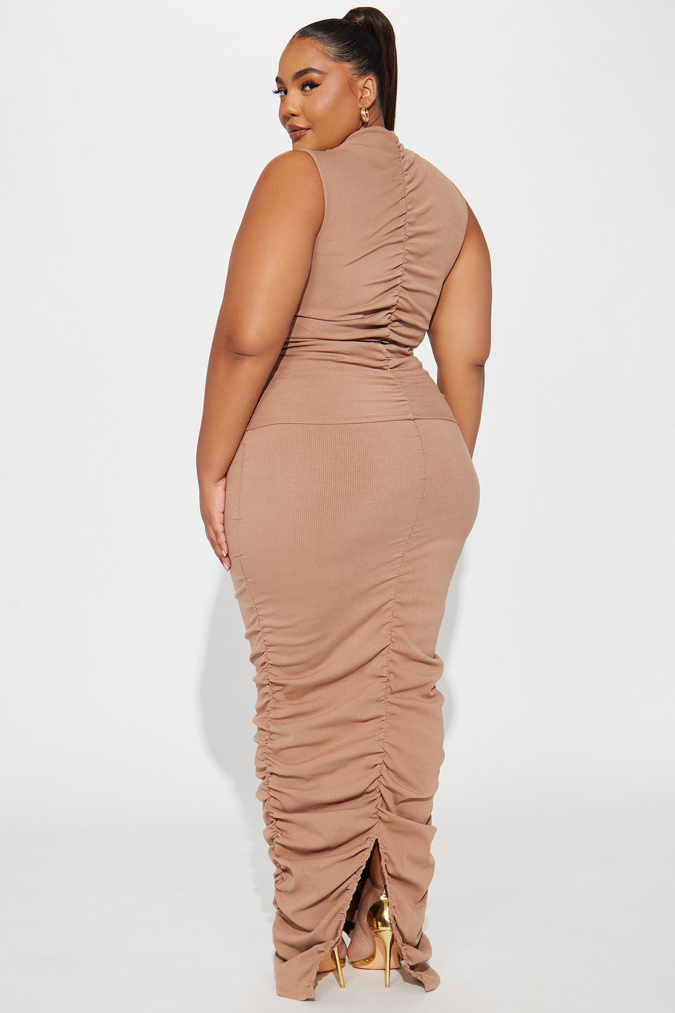 Lilian Snatched Skirt Set - Nude