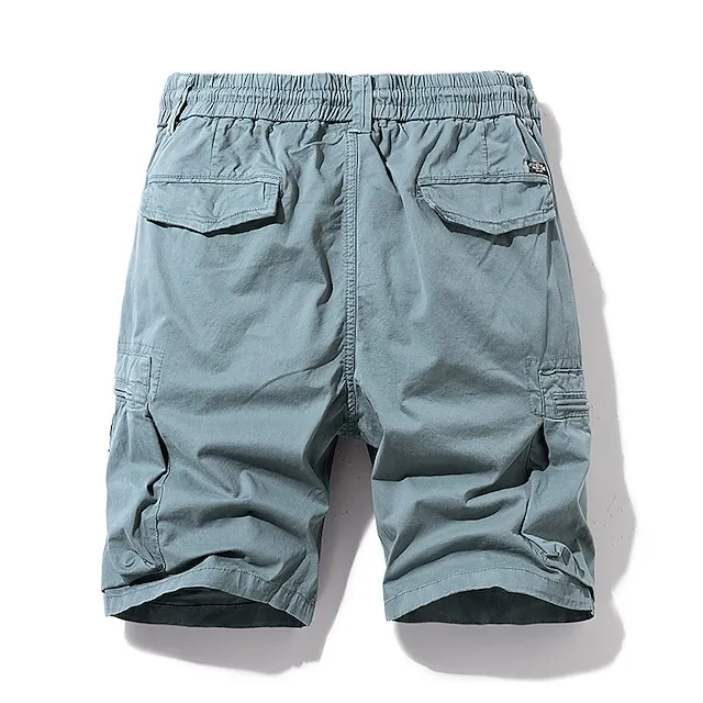 Men's Cargo Shorts Hiking Shorts Elastic Waist Multi Pocket Multiple Pockets Plain Comfort Breathable Knee Length Casual Daily Fashion Streetwear ArmyGreen Black