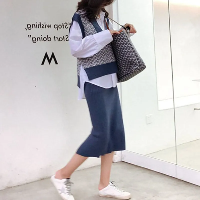 Two-Piece Temperament Sweater Vest
