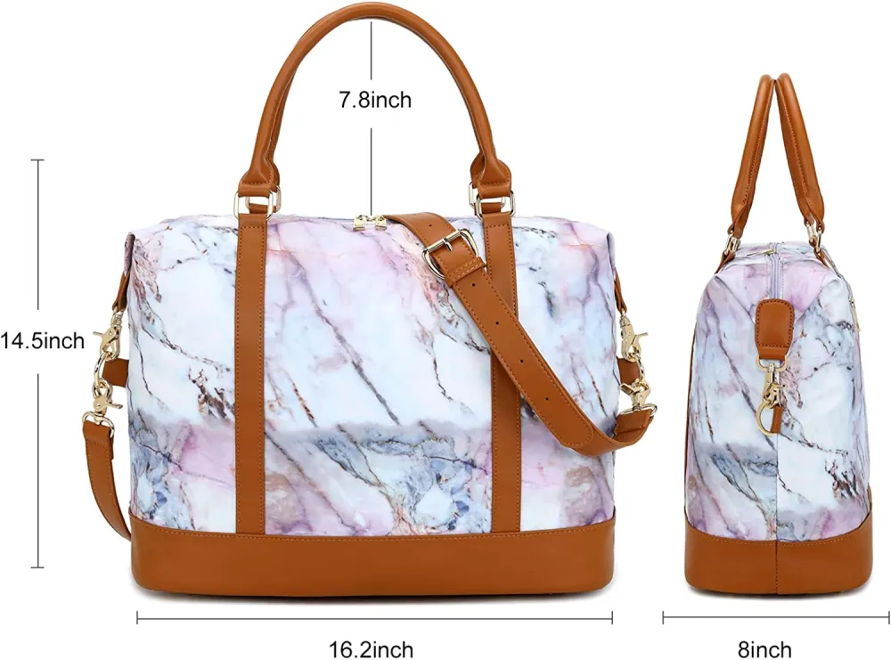 Ladies Canvas Weekender Bag Overnight Carry-on Tote Duffel in Trolley Handle