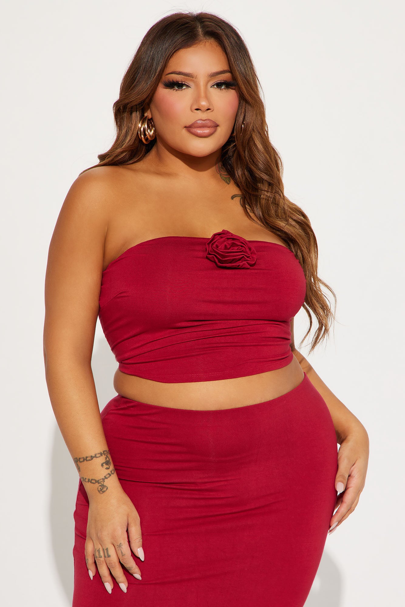 La Vie En Rose Skirt Set - Red