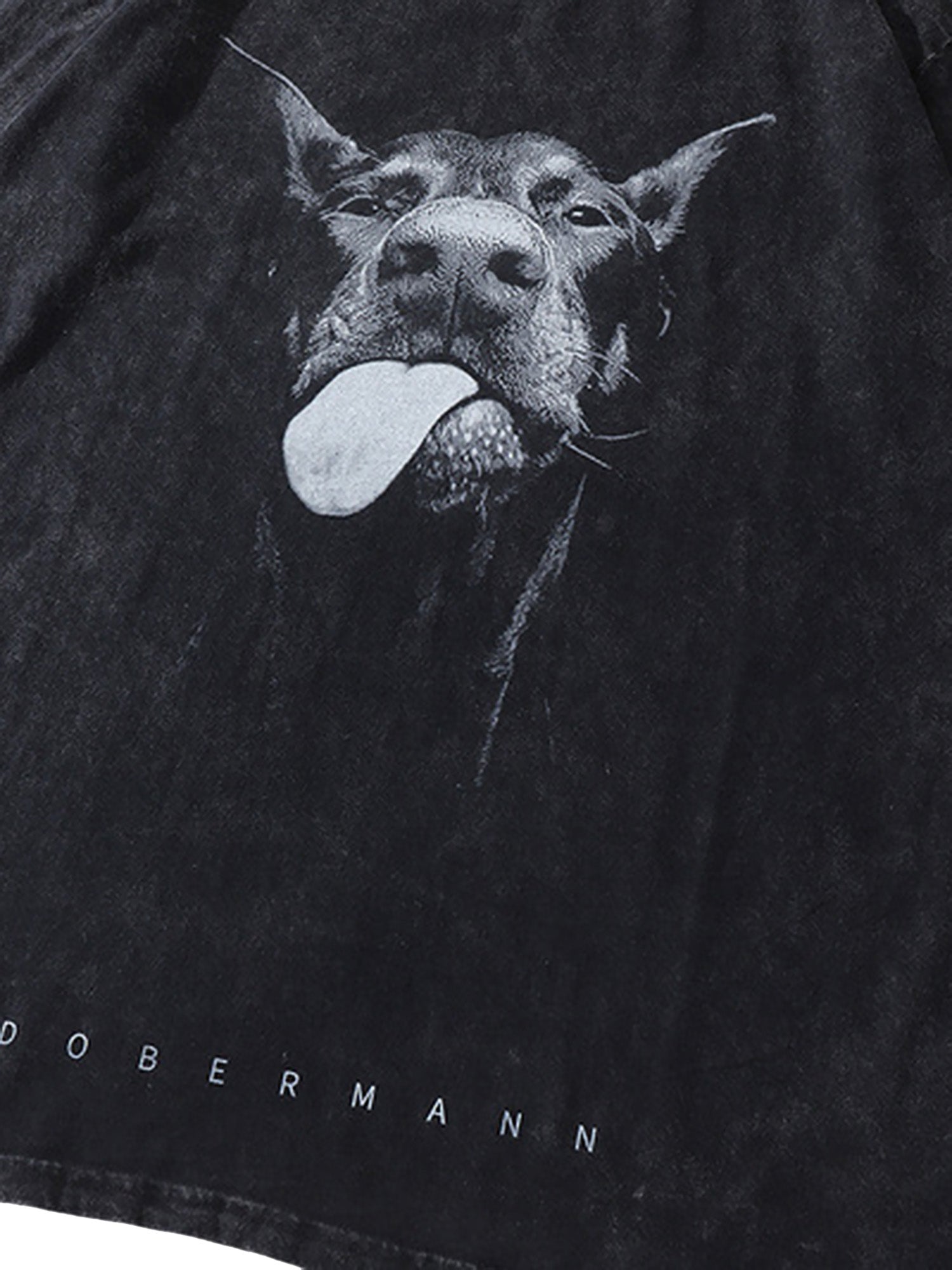 Retro Hip-hop Doberman Print T-shirt - 2172