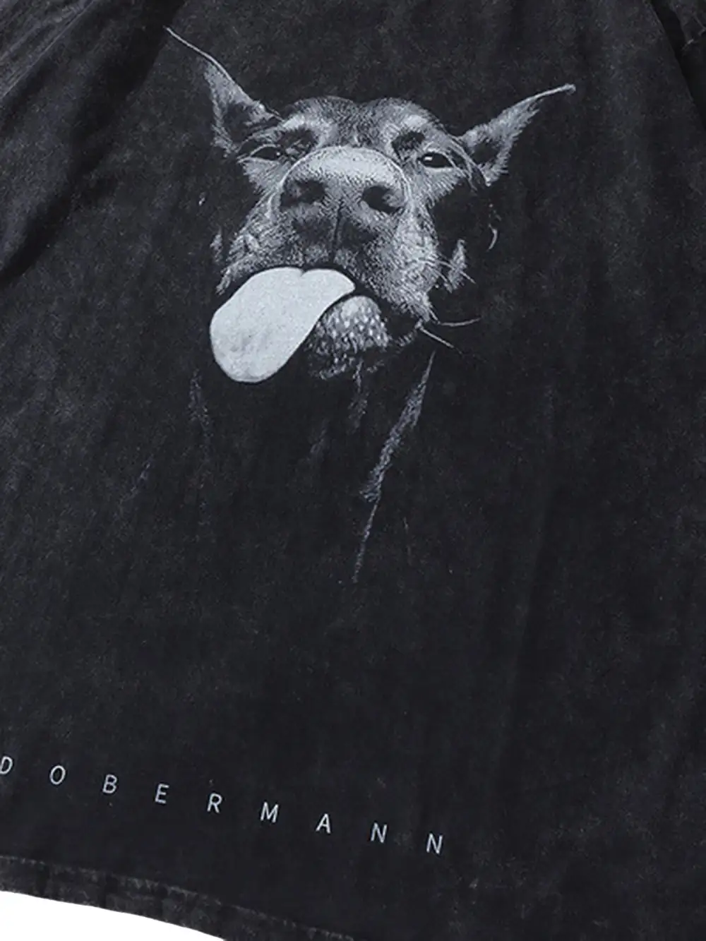 Retro Hip-hop Doberman Print T-shirt - 2172