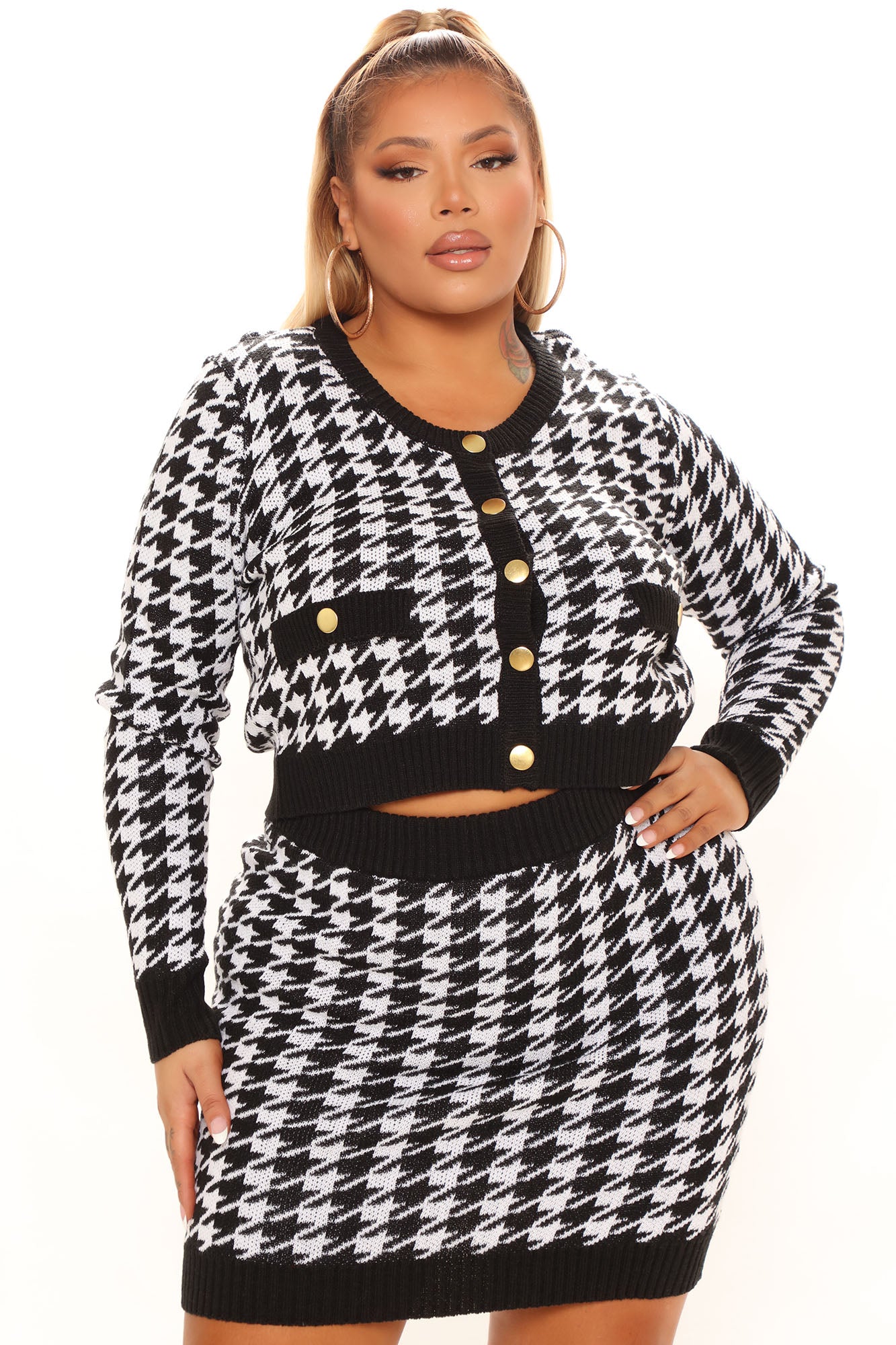 Madeline Sweater Skirt Set - Black/combo
