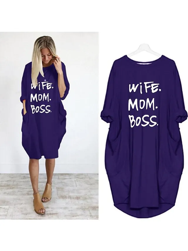 Women's Pajamas Loungewear Nightgown Sleepwear Letter Fashion Simple Basic Home Daily Mother's Day Polyester Pullover Summer Spring claret Orange red