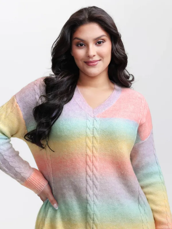 Twisted Texture Color Gradient Pullover
