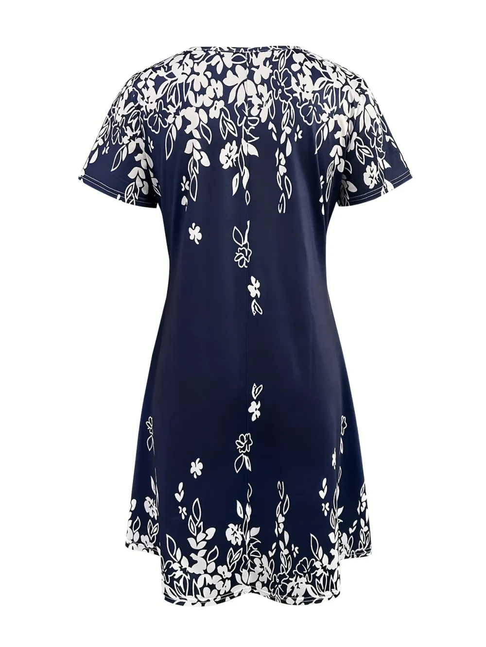 Feminine Floral Print Short Sleeve Dress