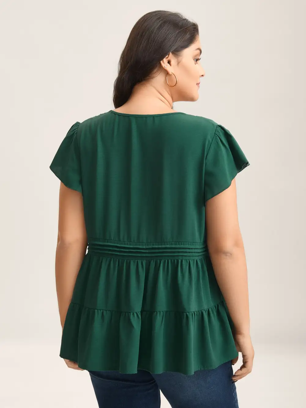 Textured Lace Tiered Solid Blouse