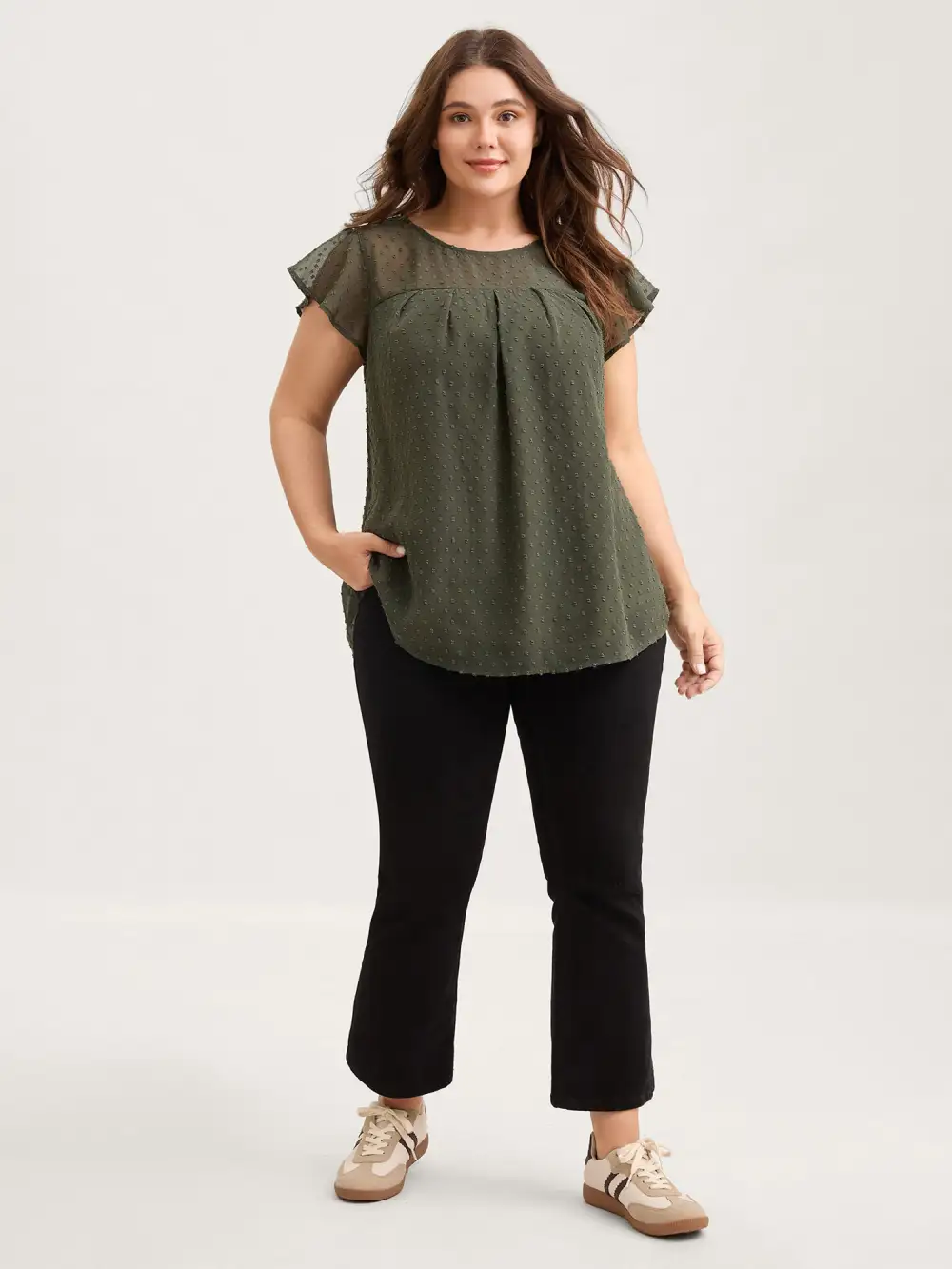 Textured Bust-Ease Ruffled Sleeve Blouse