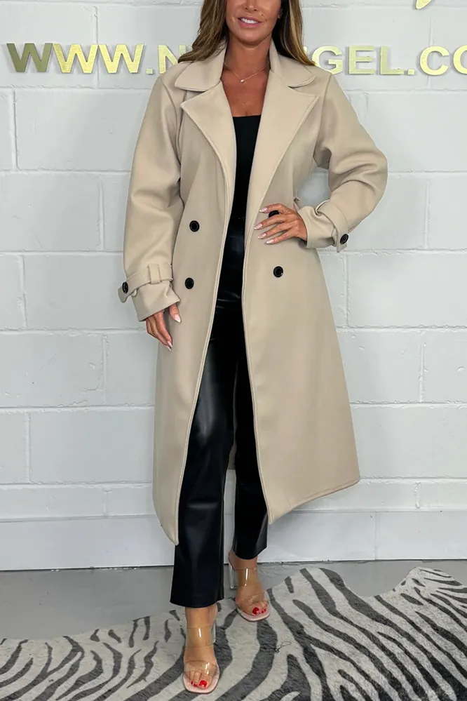 Oversize Wool Look Belted Longline Coat