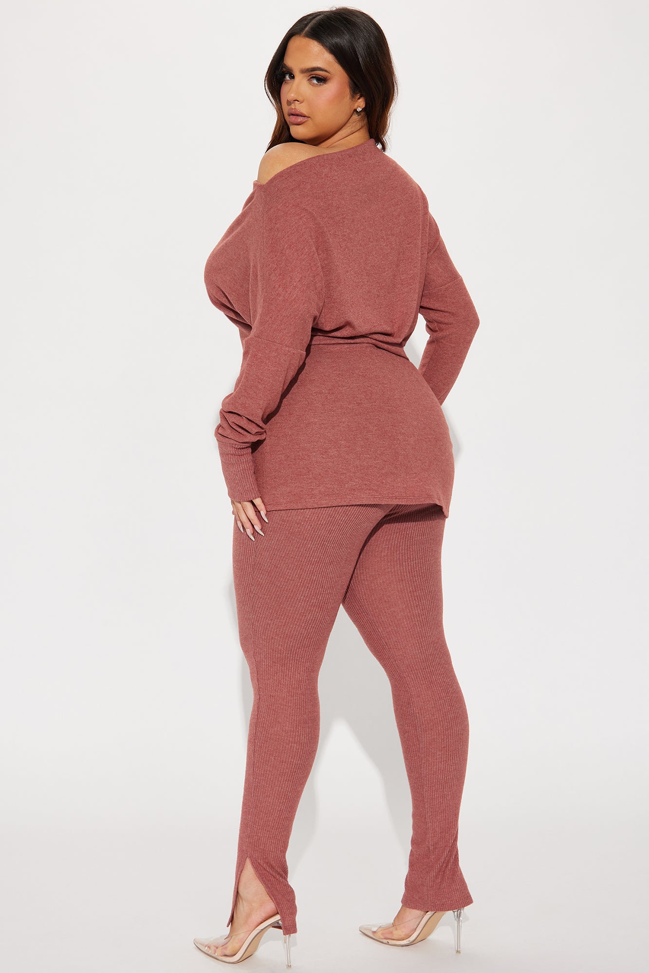 Tara Twist Front Pant  Set - Mauve