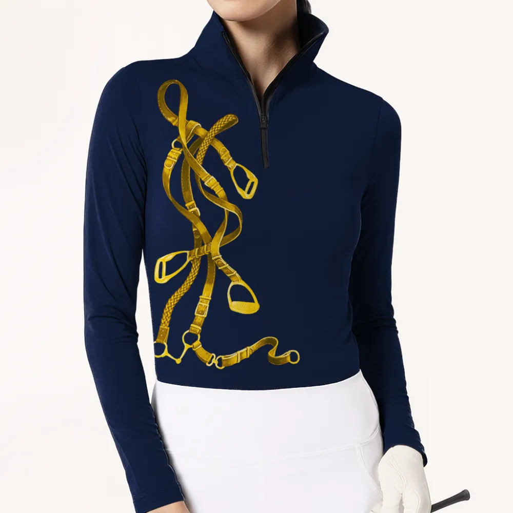 Women's Harness Design Equestrian Long Sleeve Casual Shirt