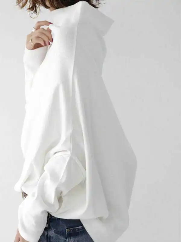 Stylish 3 Colors Loose Stand Collar Batwing Sleeve T-Shirt Tops