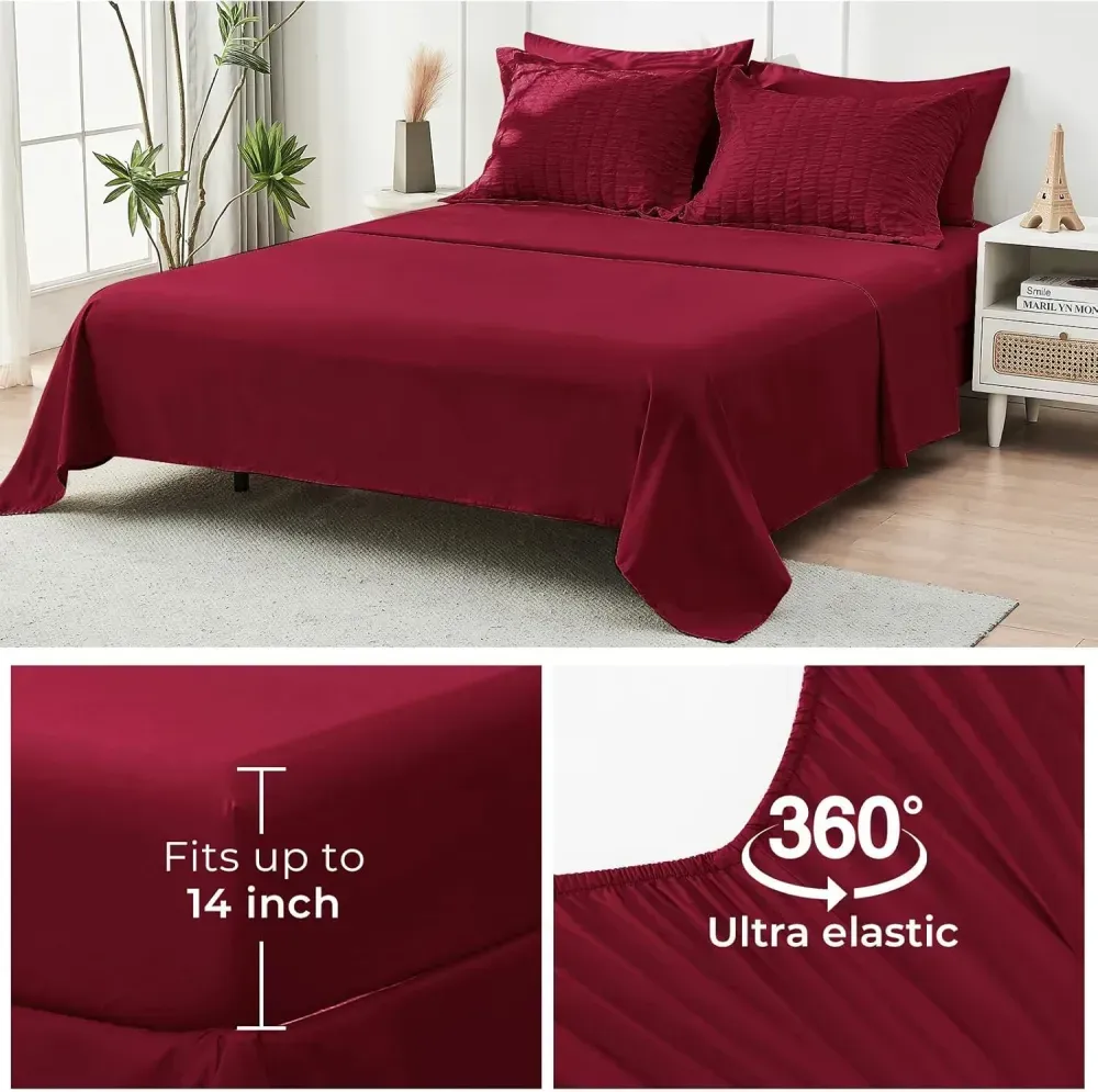 Queen Comforter Set Seersucker 7 Pieces, All Season Luxury Bed in a Bag for Bedroom, Bedding Set with Comforters, Sheets, Pillowcases & Shams, Dark Grey