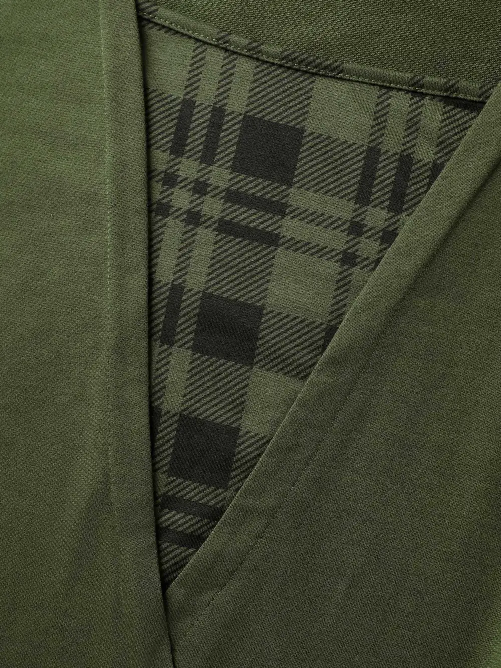 Plaid Spliced Wrap Contrast Sweatshirt