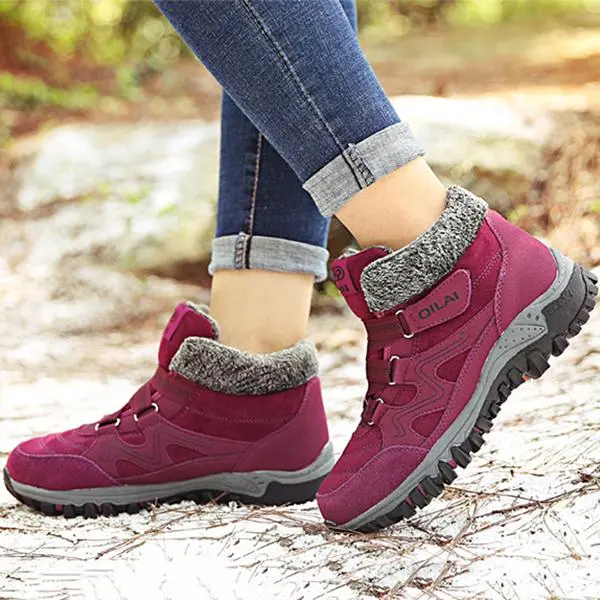 Large Size Women Hook Loop Outdoor Sneakers Ankle Warm Suede Boots
