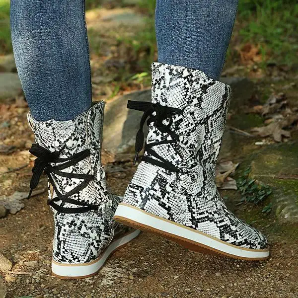 Women's Casual Lace-Up Flat Mid-Cut Snow Boots 10419158S