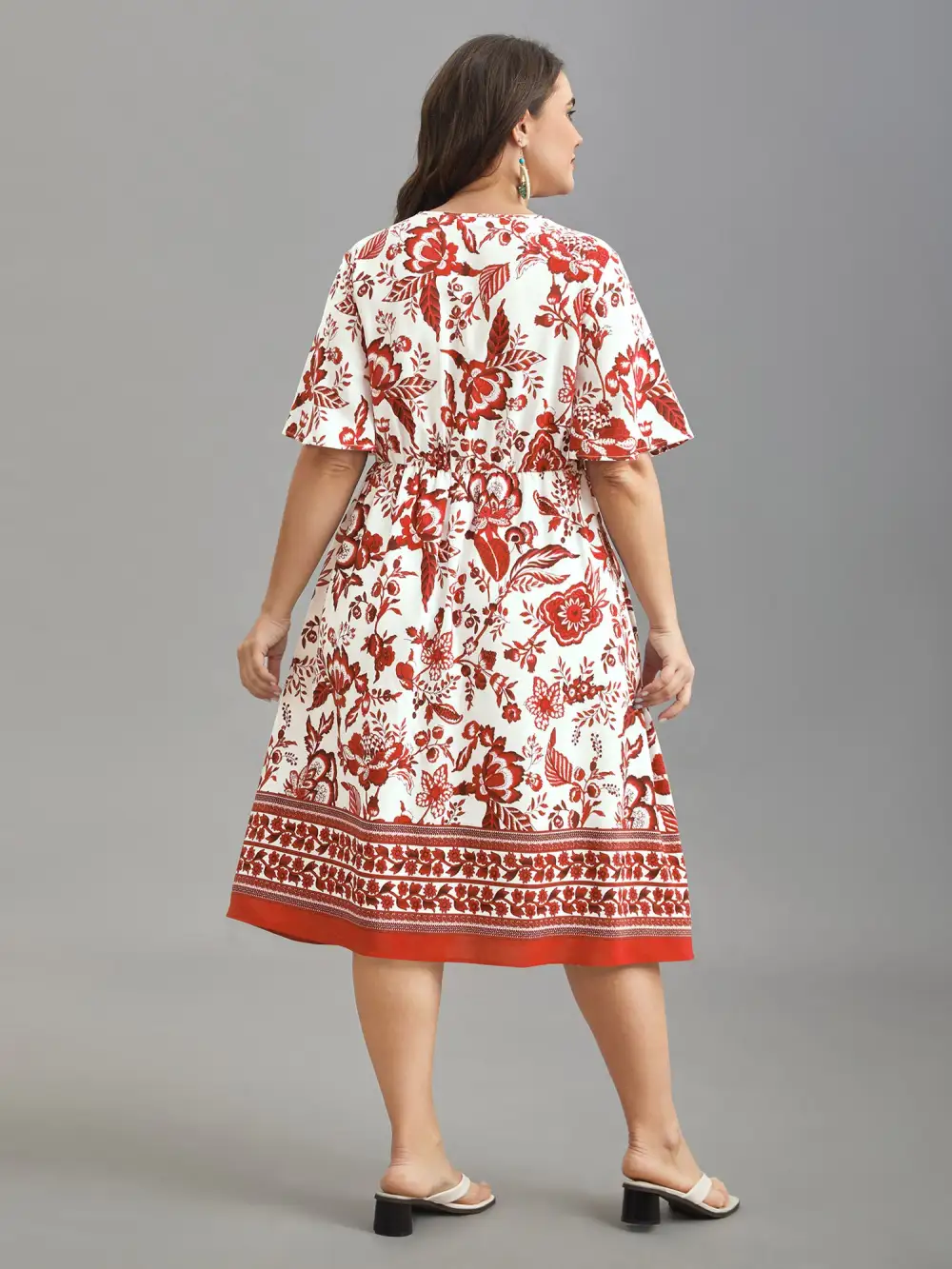 Floral Print Wrap-Neck Pocket Midi Dress