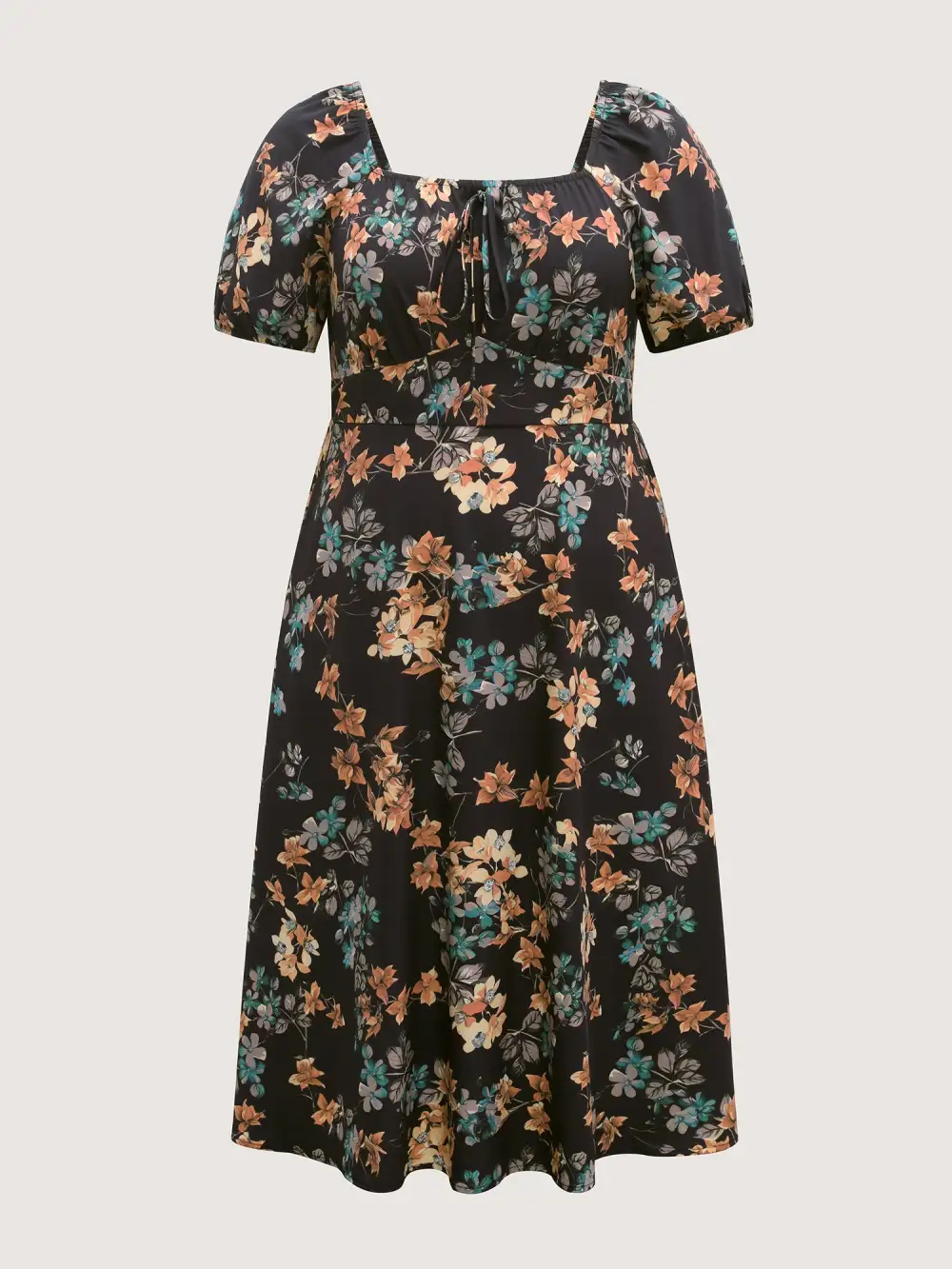 Floral Print Bust Ease Pockets Midi Dress