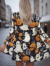Halloween Women's Coat Lightweight Comfortable Pumpkin Print Vintage Artistic Casual Skull Casual Long Collarless Regular Fit Long Sleeve Outerwear Black White Pink Spring Fall