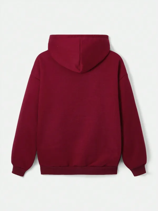 Women's Plain Hooded Fleece Sweatshirt With Drawstring