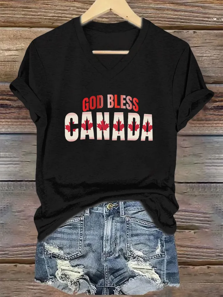 Women'S Elbows Up God Bless Canada T-Shirt