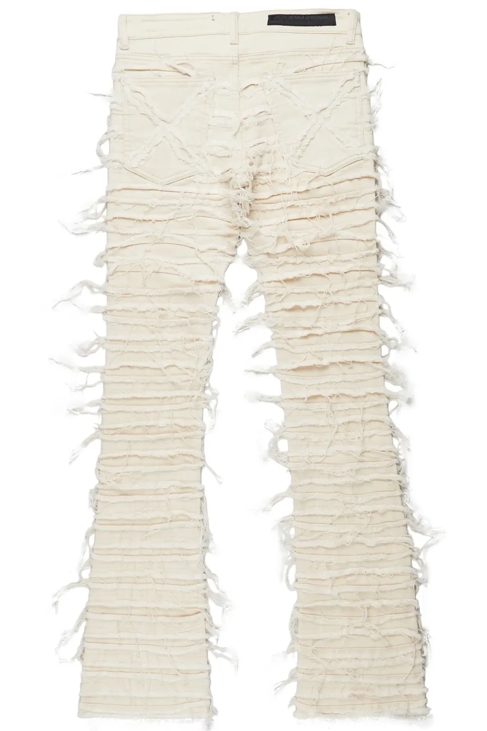 Cassius Beige Stacked Flare Jean