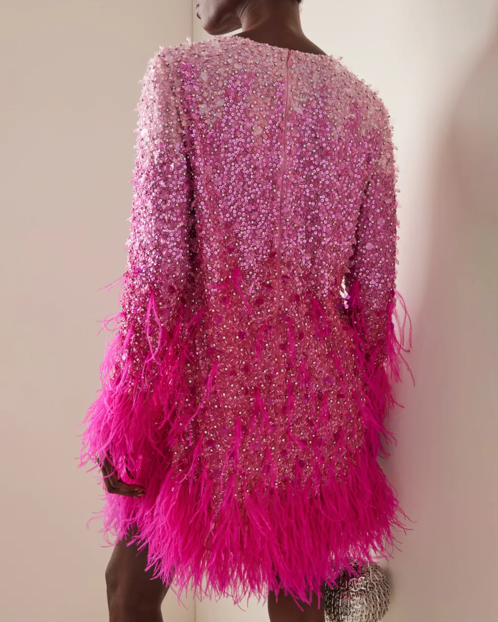 Straight Feather Mini Dress