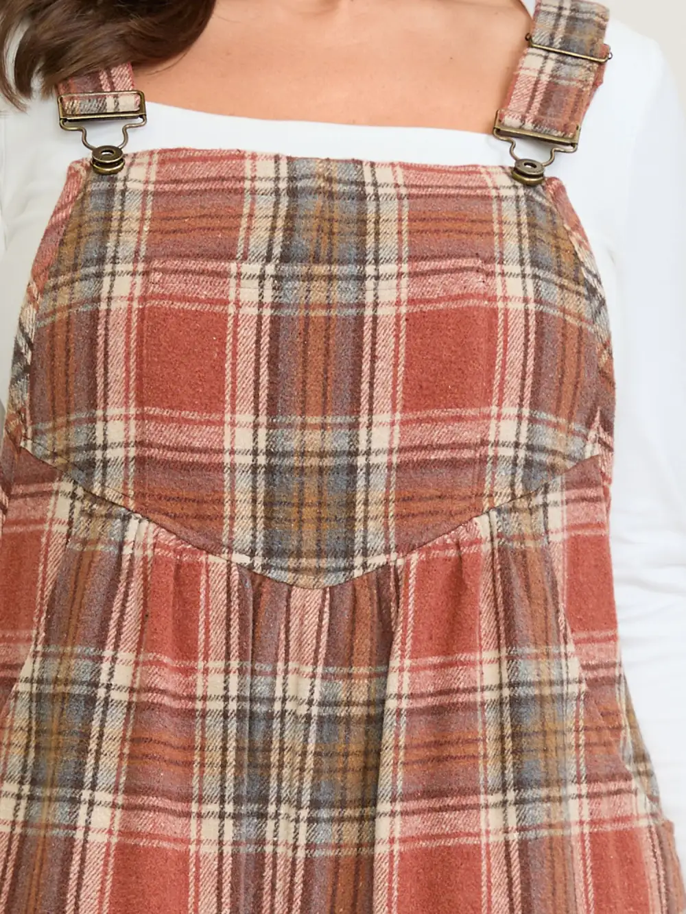 Plaid Flannel Overall Wide-Leg Jumpsuit