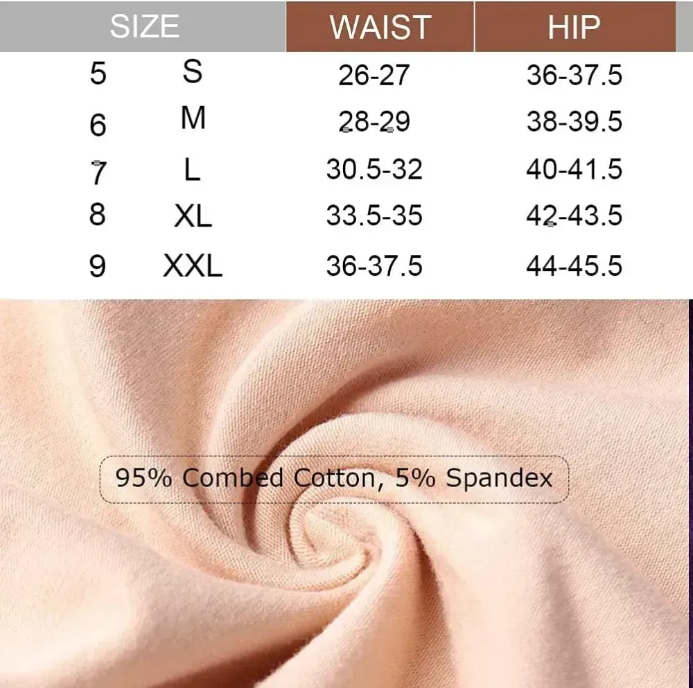 Womens Underwear,Cotton Mid Waist No Muffin Top Full Coverage Brief Ladies Panties Lingerie Undergarments for Women Multipack