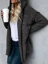 Women's Hoodie Jacket Comfortable Breathable Zipper Pocket Casual Plain Vacation Street Casual Daily Wear Open Front Long Hooded Regular Fit Long Sleeve Outerwear Black White Pink Spring Fall