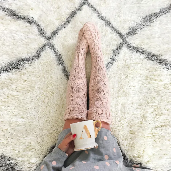 Mid Length Over The Knee Pile Wool Socks